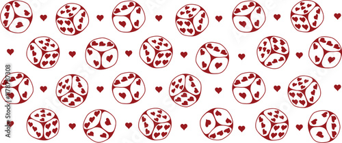 Cute Heart Dice set illustration. Valentine Vector cliparts
