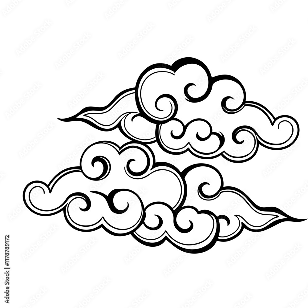 Fototapeta premium Chinese Cloud Hand Drawn Icon