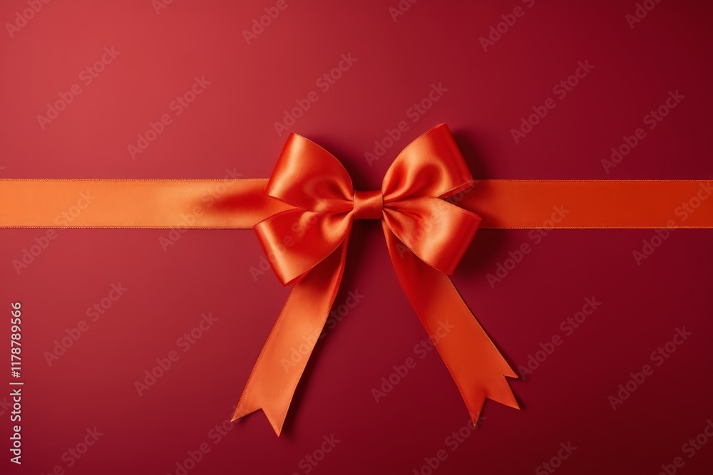a close up of a red ribbon with a bow on it