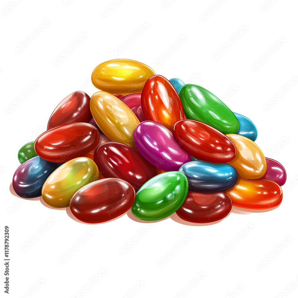 Colorful candy-coated jelly beans isolated on transparent background. Colorful candy-coated jelly beans isolated on transparent background.