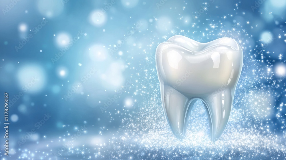 Sparkling clean healthy tooth on a blue background. Sparkling clean healthy tooth on a blue background.