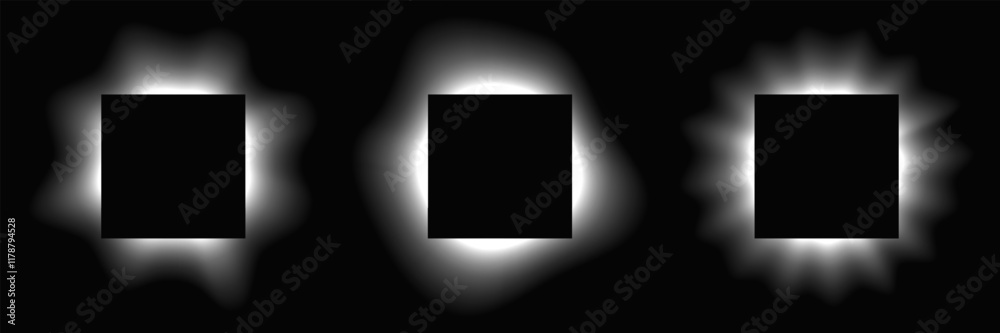 Set of square illuminate light frames Set of square illuminate light frames
