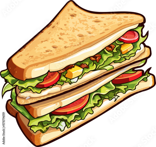 Colorful Illustration of a Triangular Sandwich