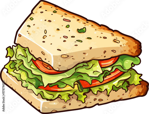 Colorful Illustration of a Triangular Sandwich