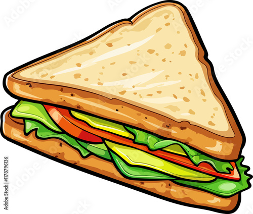 Colorful Illustration of a Triangular Sandwich