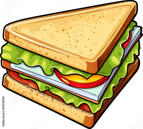 Colorful Illustration of a Triangular Sandwich