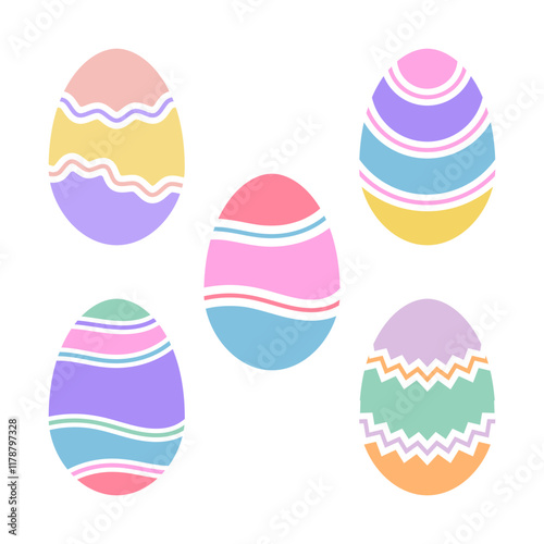 colorful eggs easter icon symbol flat vector