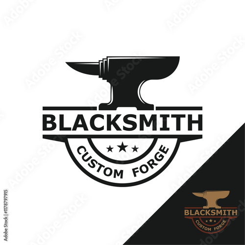 Rustic Blacksmith Forge Iron Anvil Foundry for Industrial Retro Workshop Logo Design