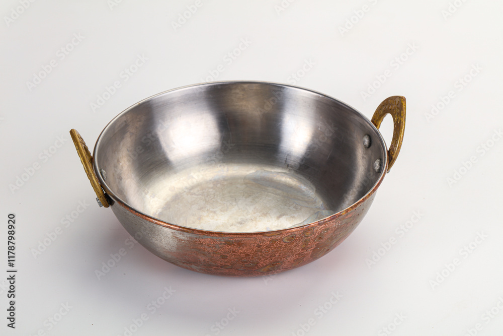 Indian metallic empty clean bowl isolated Indian metallic empty clean bowl isolated