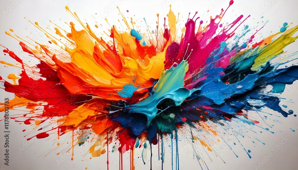 Fototapeta premium splash of colorful paint against a white 