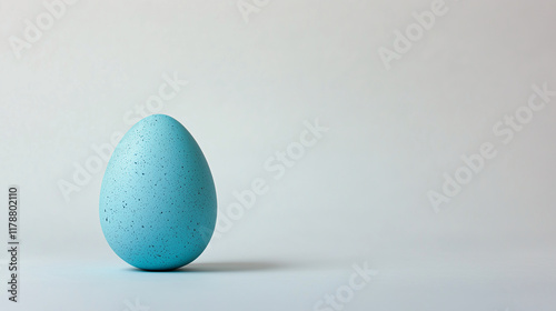 A solitary Easter egg on a plain white background, its color bright and singular. photo