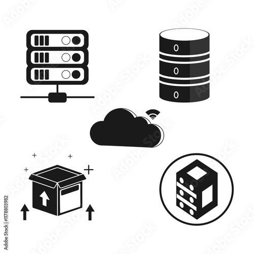 data centre icons,
Cloud Computing Network Database Hosting Storage IT Infrastructure Technology Internet