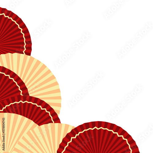 Chinese red Paper fan Corner