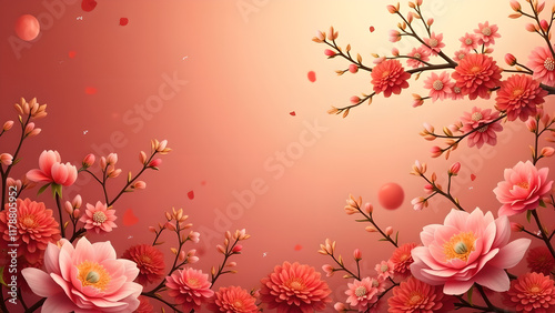 Beautiful Spring Blossom Background. Concept of Chinese New Year, Spring, and Celebration.