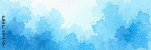 Luminous, translucent light blue watercolor, delicate brushstrokes, image, fluid, gradient