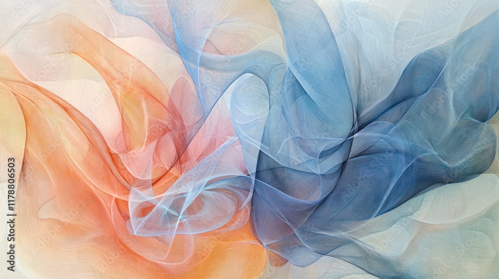 Obraz premium Abstract Swirls of Serenity: A Dance of Blue and Orange Hues