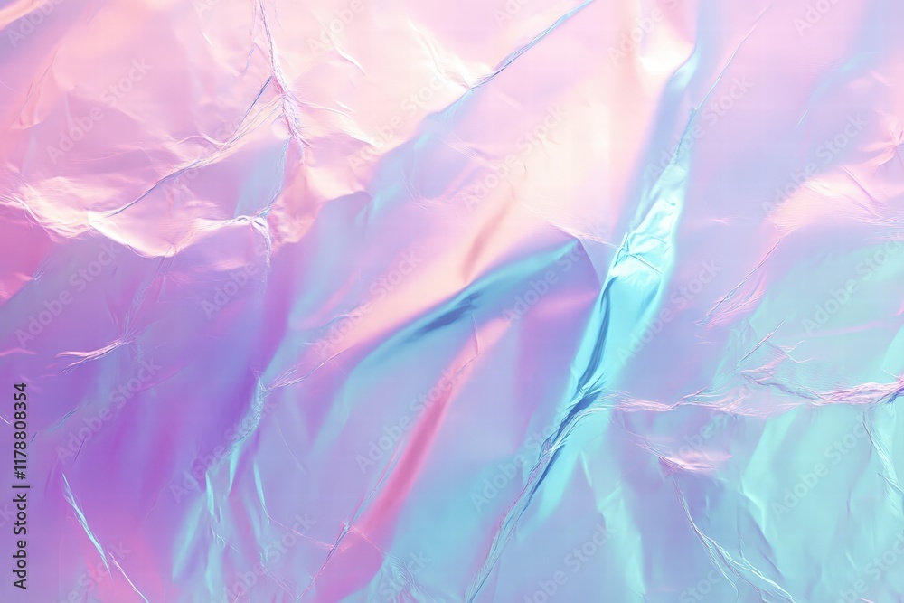 Obraz premium Abstract Trendy Holographic Background with Colorful Wrinkled Texture and Soft Pastel Shades Ideal for Modern Designs or Creative Projects