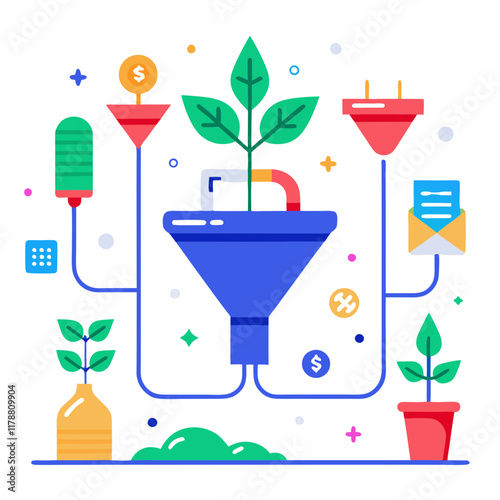 This graphic illustrates the process of lead nurturing with a digital pipeline