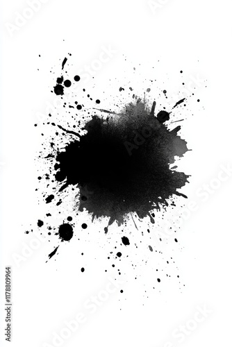 Wallpaper Mural Dynamic black ink splatter on white background, perfect for artistic and graphic design projects. Torontodigital.ca