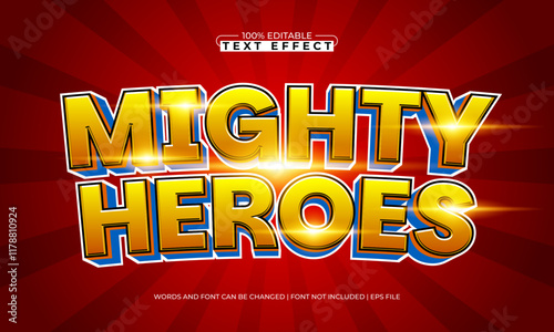 mighty heroes editable text effect with a superhero and kids text style