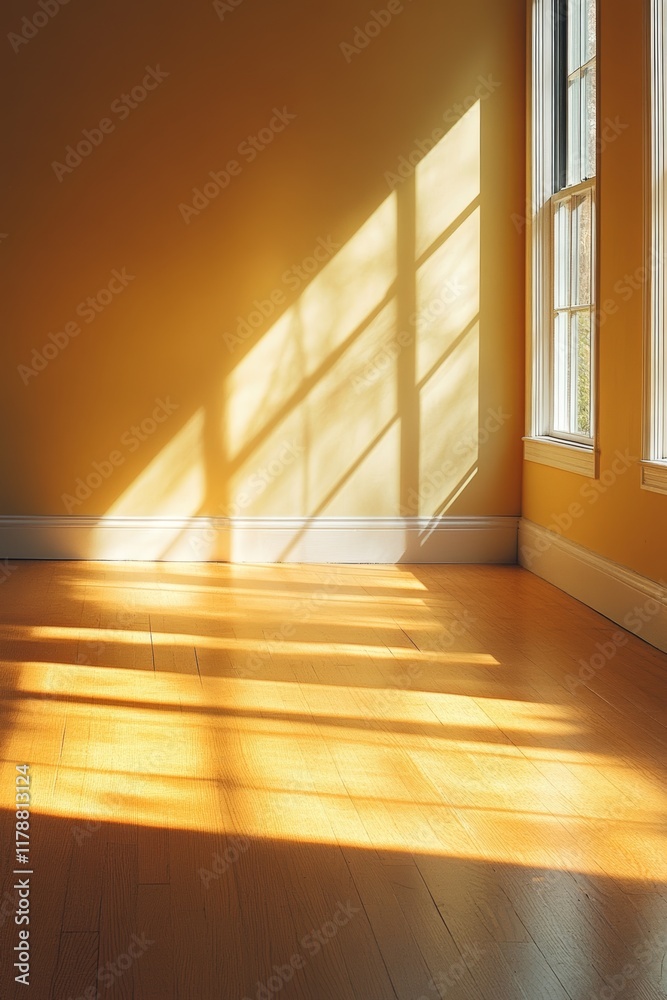 This image features a bright and clean space with warm natural light pouring in through a window, casting soft shadows on the wooden floor, creating an inviting atmosphere. This image features a bright and clean space with warm natural light pouring in through a window, casting soft shadows on the wooden floor, creating an inviting atmosphere.