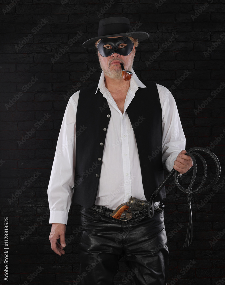 Obraz premium vintage portrait robber man in mask