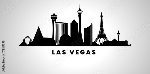 Las Vegas cityscape silhouette on a white background