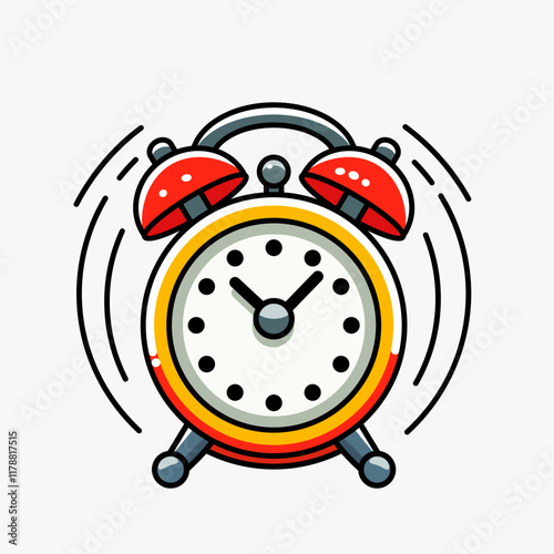 Alarm clock, wake-up time in school and at work. Flat icon in cartoon style. vector illustration