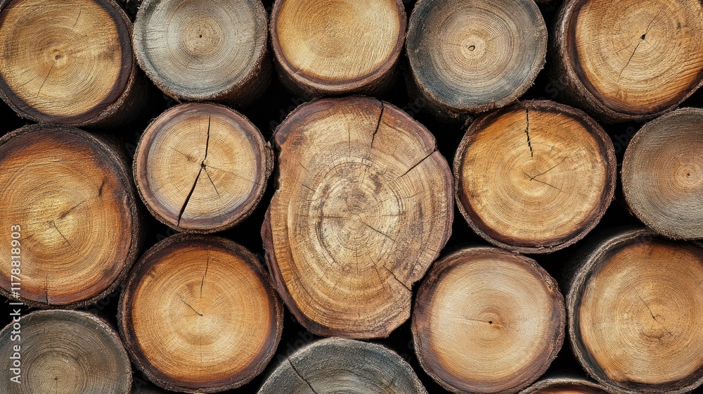 A close-up view of stacked wooden logs showcasing their natural textures and patterns. A close-up view of stacked wooden logs showcasing their natural textures and patterns.