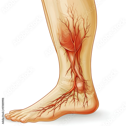 a human foot with veins and veins