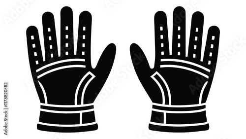 Black Insulated Glove Vector Design for Sports or Safety Purposes. Motorcycle gloves vector design template 