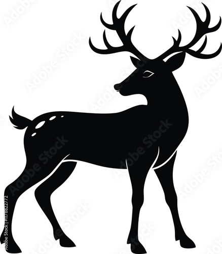 reindeer silhouette vector, Deer vector illustration 