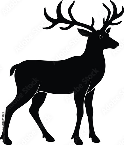 reindeer silhouette vector, Deer vector illustration 