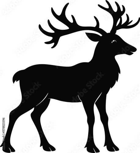 reindeer silhouette vector, Deer vector illustration 