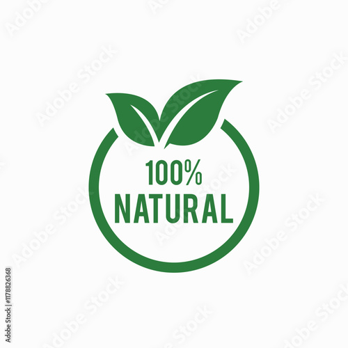 100% Natural and organic Product Vector Icon Circle Sign. Healthy Food Emblem. Organic food Badge