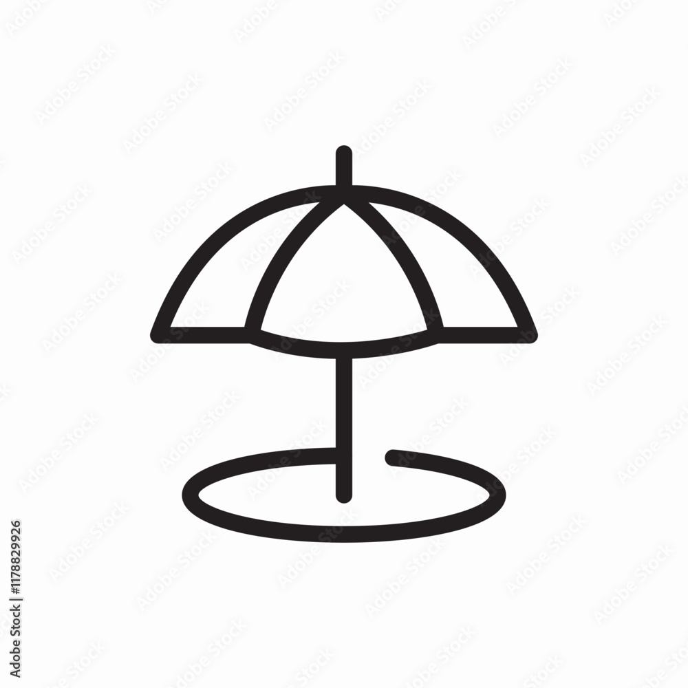 Beach umbrella summer shade icon vector sign Beach umbrella summer shade icon vector sign
