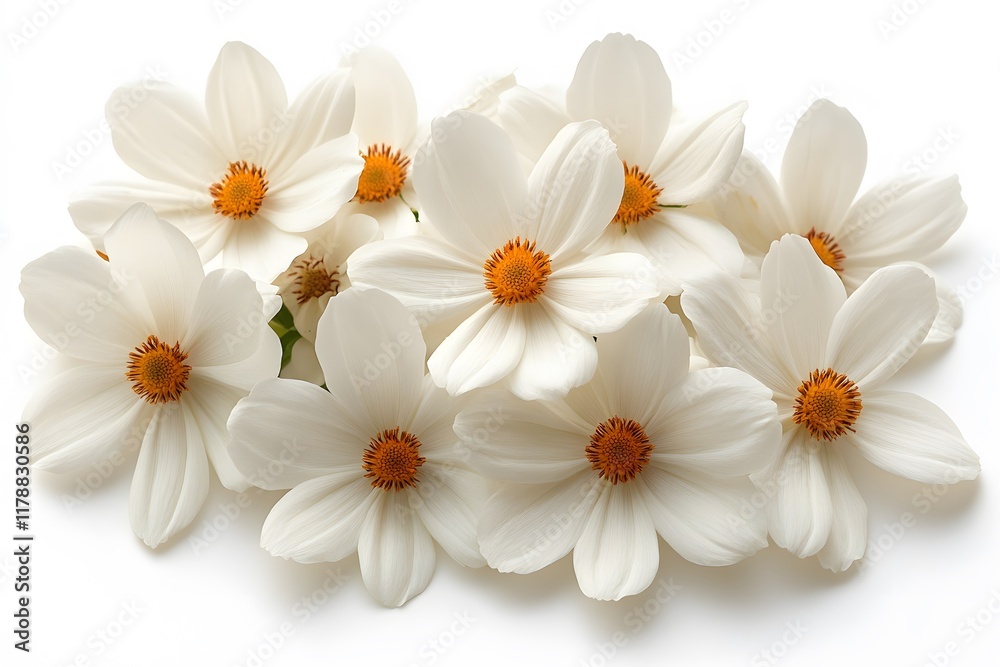 White Daisy Blossoms with Orange Centers for Floral Design and Decor White Daisy Blossoms with Orange Centers for Floral Design and Decor