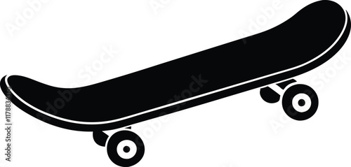 Skateboard silhouette vector, Skateboard icon silhouette vector, skateboard sport illustration 