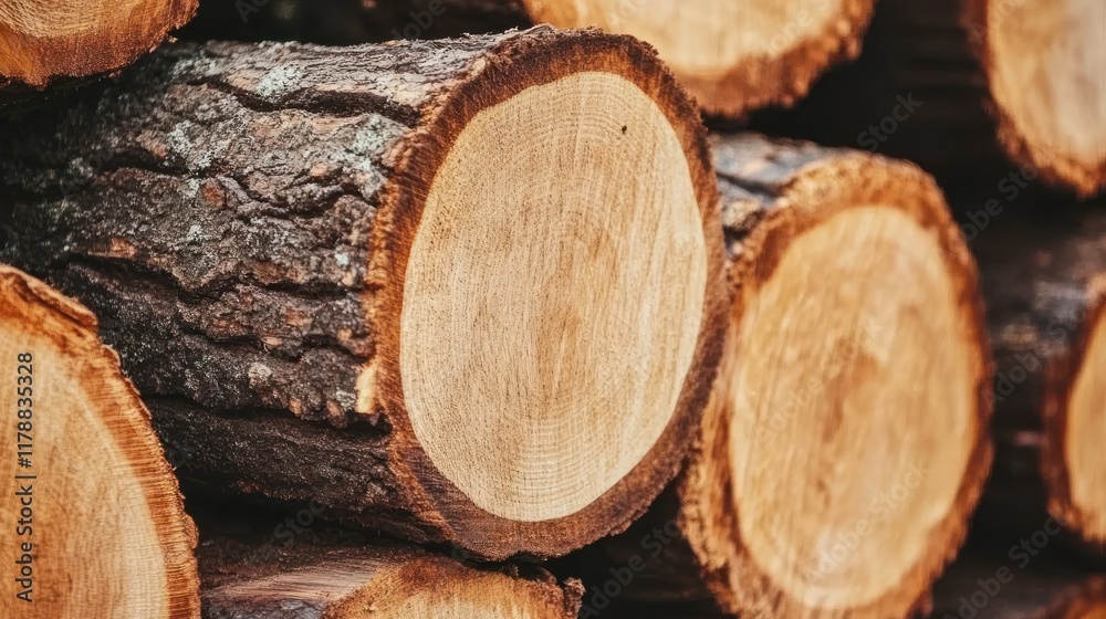 Close-up of stacked tree logs showing wood texture and rings. Close-up of stacked tree logs showing wood texture and rings.