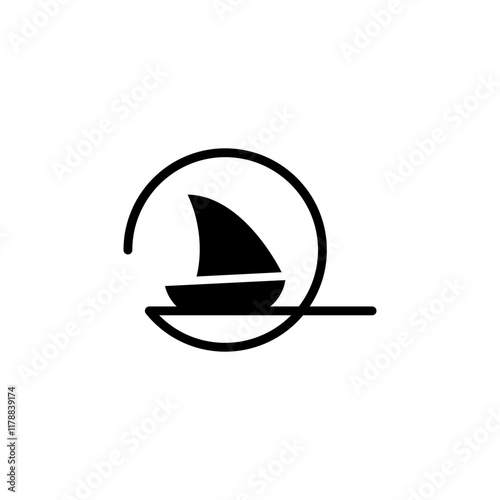 Logo of a sailboat with a sail. Isolated vector illustration on white background.