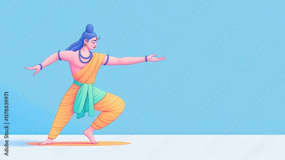 Serene Digital Painting: Yoga Pose Illustration, Calmly Embodied, Pastel Hues. AI Generated Serene Digital Painting: Yoga Pose Illustration, Calmly Embodied, Pastel Hues. AI Generated