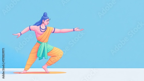 Serene Digital Painting: Yoga Pose Illustration, Calmly Embodied, Pastel Hues. AI Generated