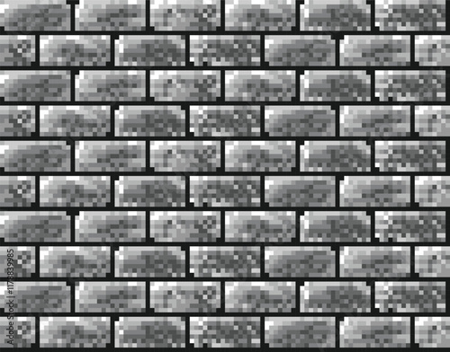 The seamless gray pixel background with brick.
