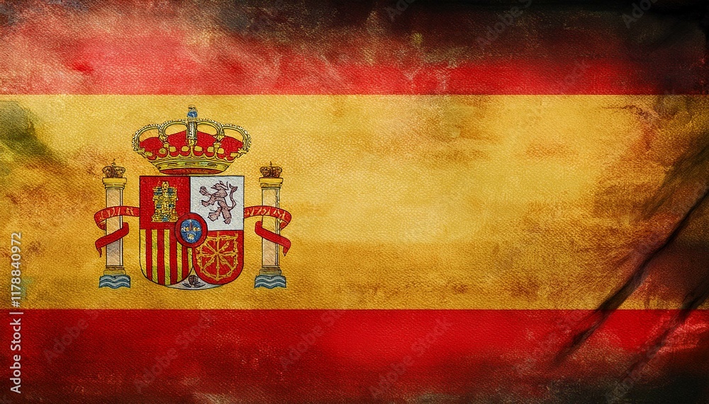 Fototapeta premium Old Vintage Spain Flag