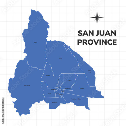 San Juan Province map illustration. Map of the Province in Argentina