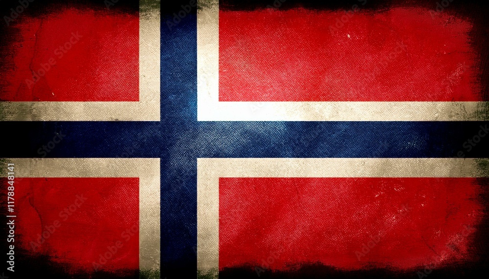 Fototapeta premium Old Vintage Norway Flag