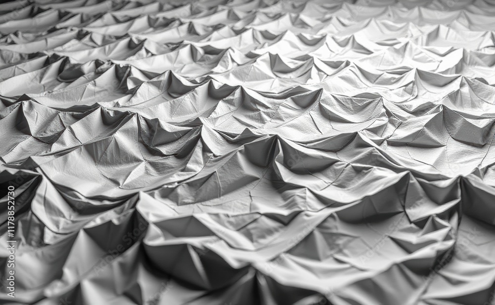 Fototapeta premium A mesmerizing abstract image of a textured surface with undulating waves and folds, creating a dynamic and almost sculptural effect.