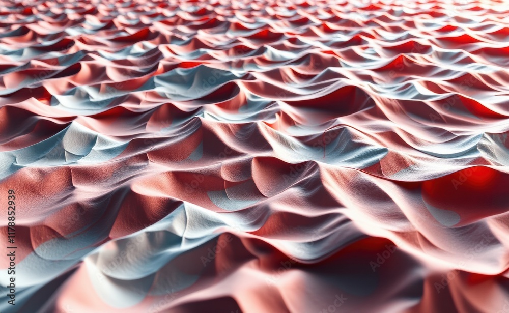 Fototapeta premium A mesmerizing abstract image of a textured surface with undulating waves and folds, creating a dynamic and almost sculptural effect.
