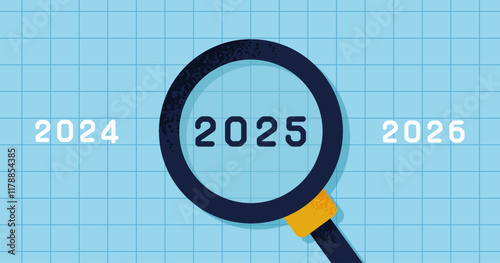 グリッドデザイン 未来を表現した2025年イラスト | 目標と未来志向のイメージ ( ベクター背景素材 アイキャッチ )