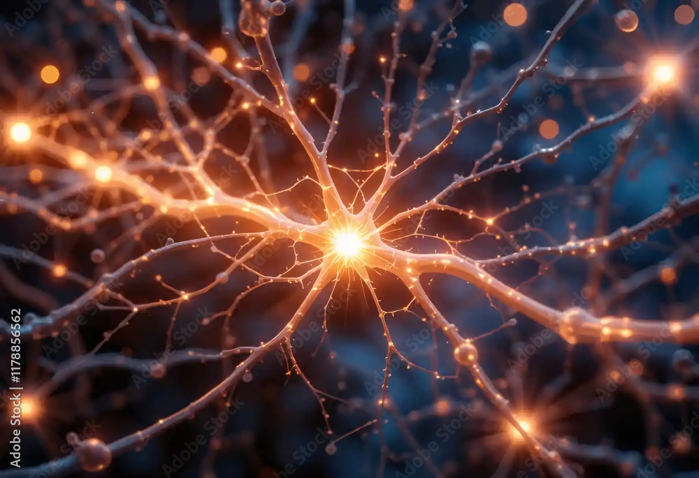 Obraz premium Neurons and Viral Particles: A Detailed Medical Visualization